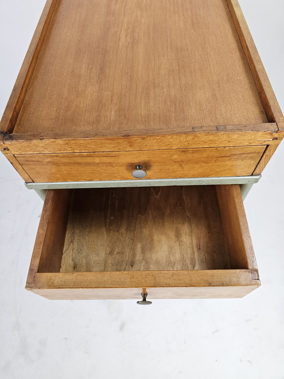 Image 1 of Industrial Metal and Wood Nightstands, Italy Bologna 1960s