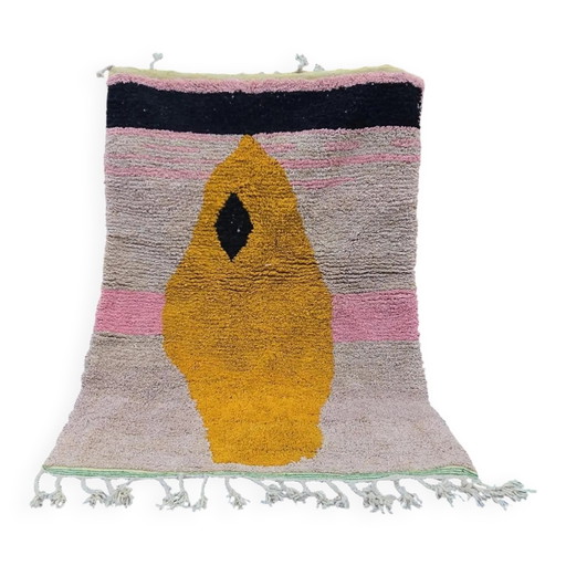 Tappeto berbero in pura lana, fatto a mano, 250x150 cm, prodotto in Marocco.