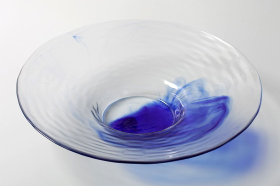 Image 1 of Vintage Blue Swirl Glass Fruit Bowl / Bormioli Rocco / Italy / 1990s