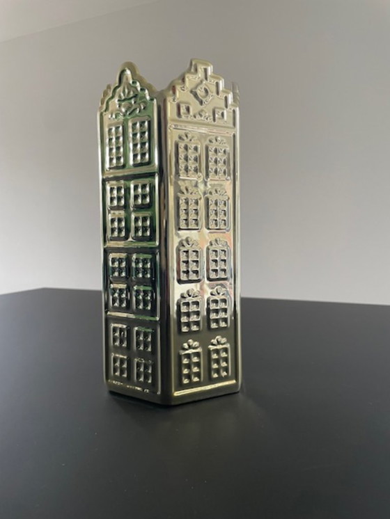 Image 1 of Architectural design vase with Amsterdam canal facades