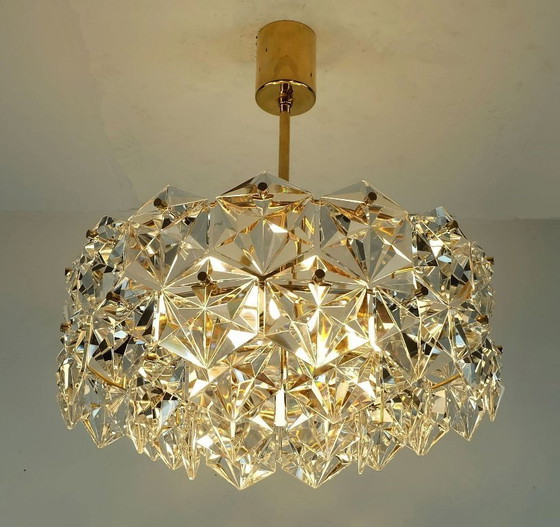 Image 1 of kinkeldey mid century kronleuchter pendelleuchte kristallglas und vergoldetes metall