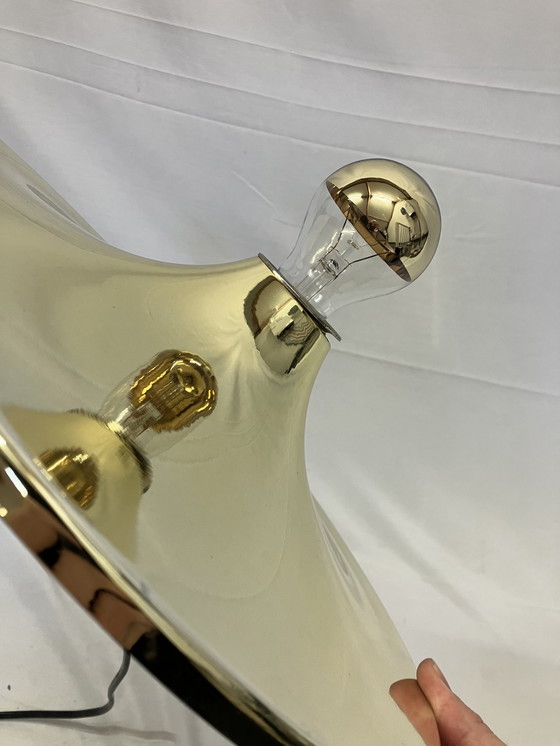 Image 1 of Lampada da parete vintage a forma di disco o piattino in oro spaziale degli anni '60