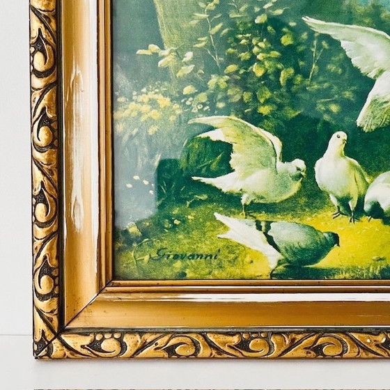 Image 1 of Quadro religioso vintage con cornice Madonna delle Colombe Natale anni '60