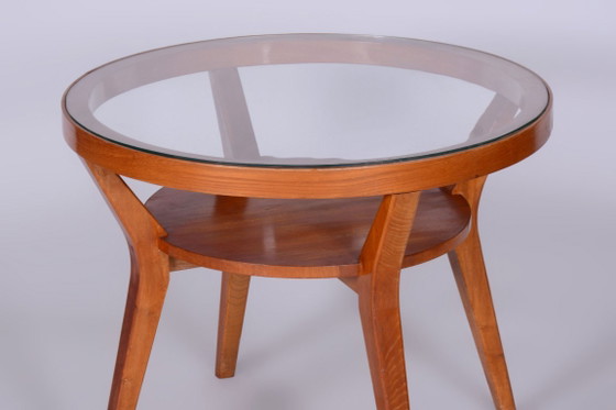Restored Mid-Century Coffee Table, Oak, Glass, Czech, 1950s – Wood (photo 7 of 9)