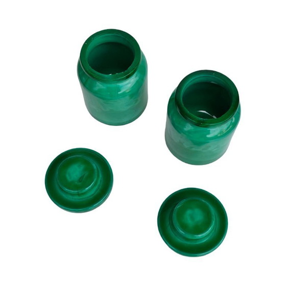 Image 1 of Malachite glass containers – Czechoslovakia, 1970s