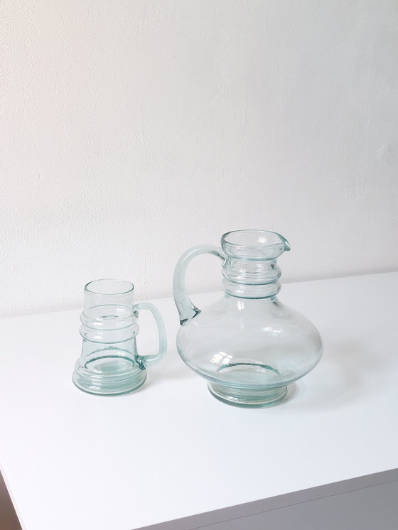 Image 1 of Coppia di caraffe/brocche in vetro vintage di metà secolo
