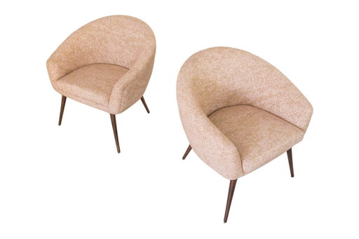 Roze vintage schelpfauteuils van LFM, Polen, jaren 70, set van 2