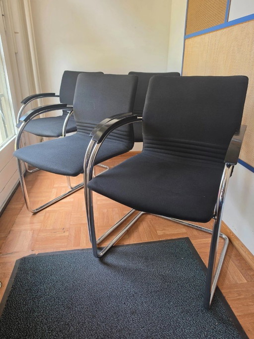 4 Originale Thonet S79 V Freischwinger Schwarz