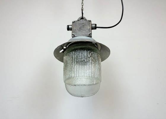 Image 1 of Industrial Aluminium Light with Glass Cover from Elektrosvit, 1970s