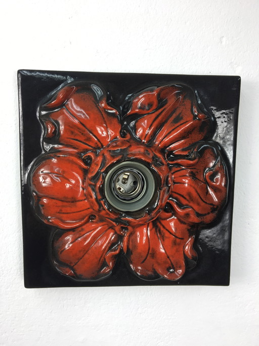 Ceramic Wall Lamp With Flowers