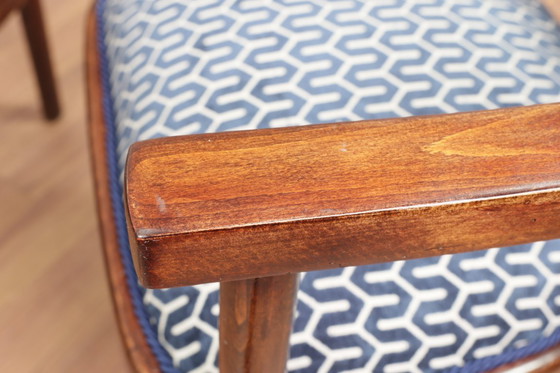 Image 1 of Art-Deco-Set aus Thonet-Sofa und Sesseln, blauer geometrischer Jacquard