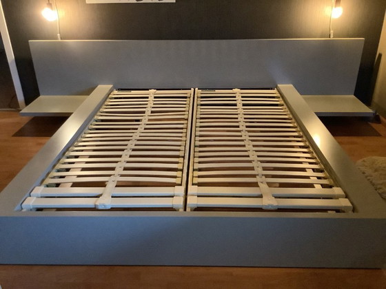 Image 1 of Taupe-colored double bed interlubke + slatted base sleeplife