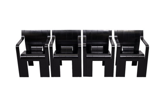 Image 1 of Gijs Bakker Black Strip Stühle mit Armlehnen