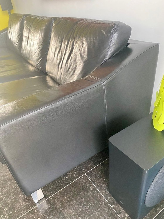 Image 1 of Leolux Antonia 3.5 seater black leather, excellent condition