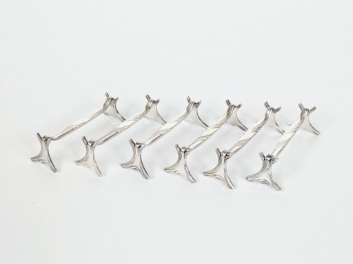 Lot de 6 repose-couteaux Christofle en métal argenté, décoration de table Art nouveau française