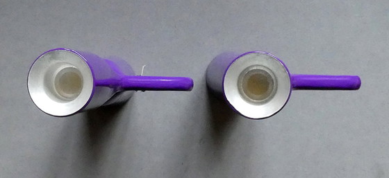 Image 1 of Double candle holder, design Mikaela Dörfel, stainless steel, purple lacquered, Menu, Denmark