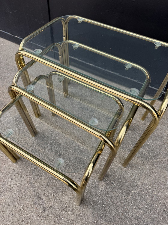 Image 1 of 1970s Gold Nesting Tables