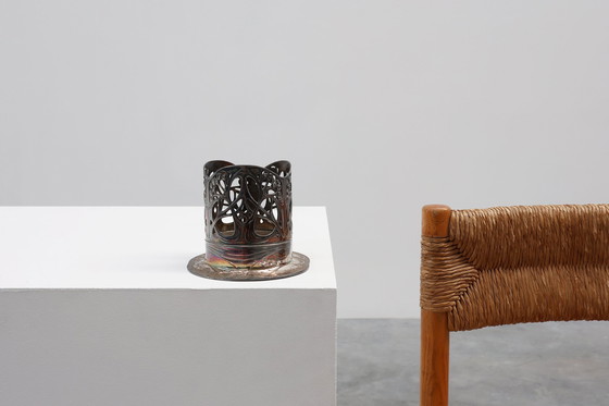 Image 1 of Jugendstil Weinflaschenhalter aus Zinn, gemarkt Urania 1075, ca. 1910