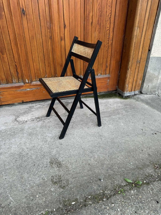 Vintage Folding Chairs with Cane Seats, 1970s, Set of 5 – Wood (photo 4 of 6)