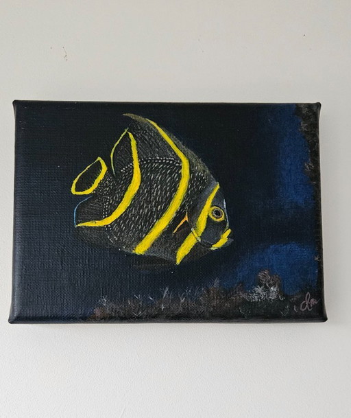 Handgemaakt acrylverf schilderij vis