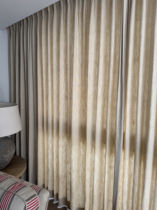 2x 2.20 m Curtains Coarse Linen/Cotton High Quality Height 2.60 m
