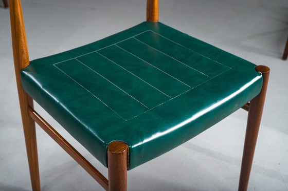 Image 1 of Eetkamerstoelen in botanisch groen veganistisch leer, jaren 70, set van 4