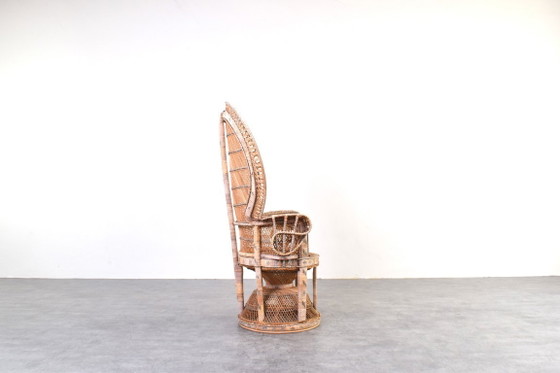 Image 1 of Emmanuelle-Sessel aus Korbgeflecht im Mid-Century-Stil, Modell „Peacock“, von Kok Maison, 1970er Jahre