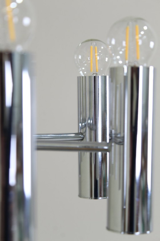 Image 1 of Lampada a sospensione cromata dal design vintage Hustadt Leuchten