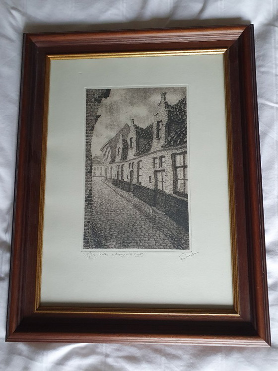 Acquaforte originale di Eric Meuleman – "Korte Schipgracht (Gand)" – Litografie e stampe, Glass, Paper (photo 2 of 6)