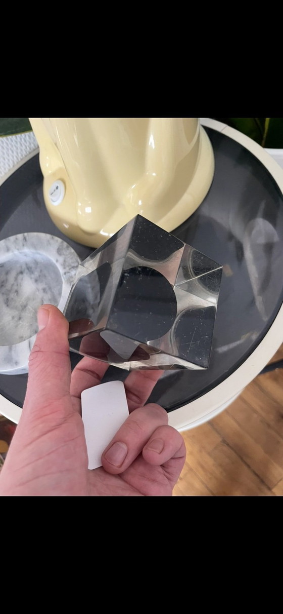 Image 1 of Encendedor de mesa Ronson "Cube" – Plexiglás y cromo – Estilo espacial – Francia, 1970