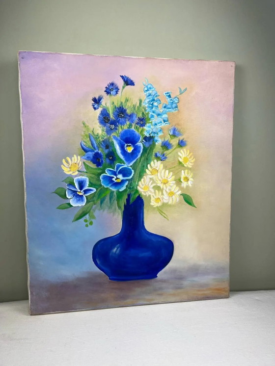 Peinture "Bouquet Bleu" – Peintures et dessins, Canvas, Vintage (photo 13 of 13)