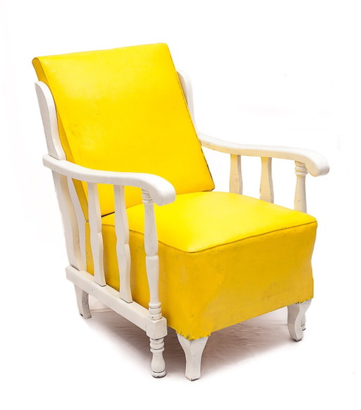 Sillón de cuero vintage, años 50
