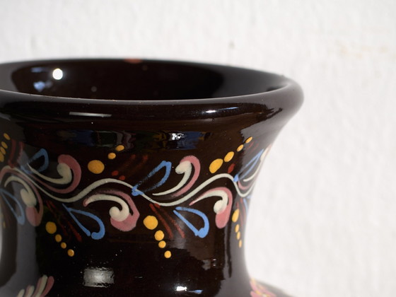 Pair of Vintage Glazed Ceramic Vases, Central Europe, circa 1950 #5, Brown (photo 8 of 12)