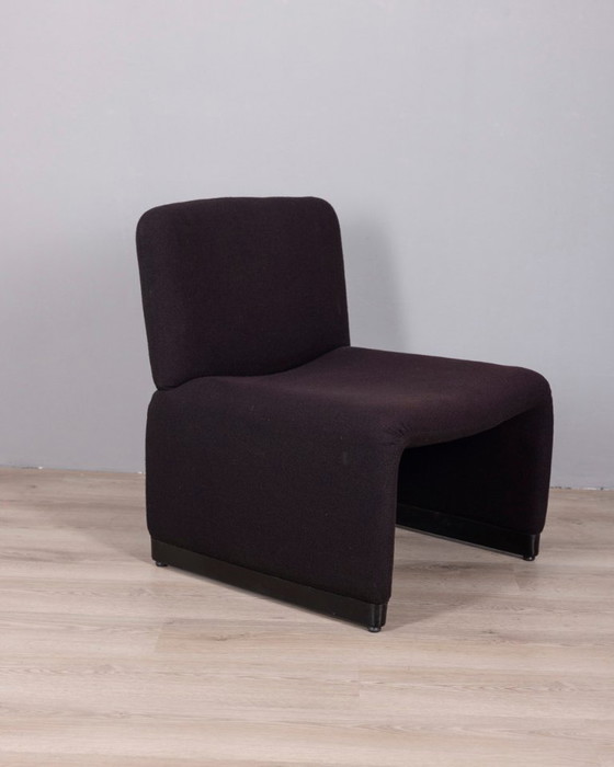 Image 1 of Set van 5 vintage fauteuils uit de jaren 80, bekleed met zwarte Italiaanse designstof.