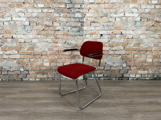 Image 1 of 4x Ahrend Schlittenstuhl mit Rohrrahmen, rot