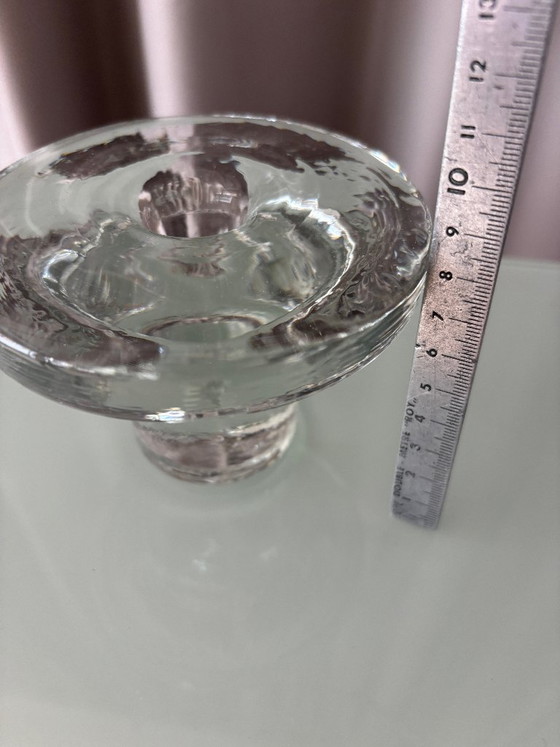 Vintage Scandinavian Glass Candle Holder – Clear Pressed Glass – 1970s (photo 8 of 8)