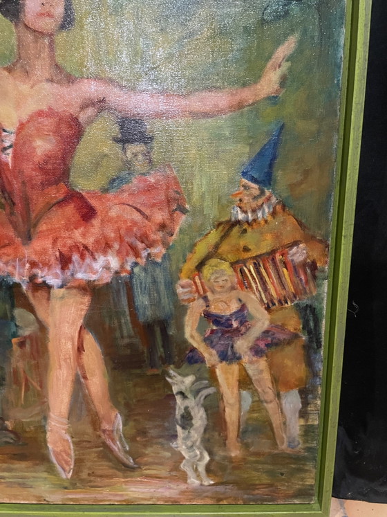 Large Oil Painting on Canvas – Circus Scene – Attributed to Christian Désiré Dely – Signed and Dated 1963 (photo 6 of 7)