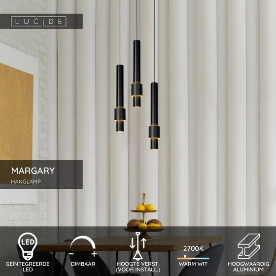 Image 1 of Lucide MARGARY - Hanglamp - Ø 28 cm - LED Dimb. - 3x4W 2700K - Zwart