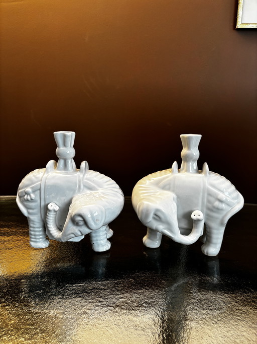 2 Porcelaine Éléphant Blanc de Chine