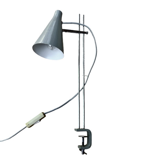 Image 1 of Graue Schreibtischlampe, entworfen von J. Hurka, Lidokov, Tschechoslowakei, 1960er Jahre
