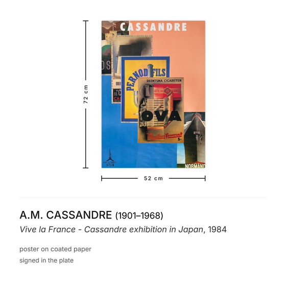 Image 1 of BIN. CASSANDRE Vive la France – Cassandre-Ausstellung in Japan, Plakat 1984