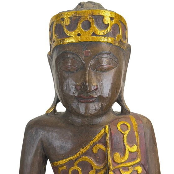 Monumental Vintage Balinese Hand-Carved Wooden Jina Buddha – Monolithic Hardwood (60.5 cm / 7.1 kg) (photo 9 of 11)