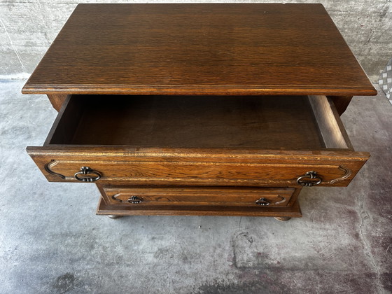 Vintage ladekast van eikenhout en fineer met 4 lades – Commode rustique, Ladekasten, Wood, Metal (photo 4 of 6)