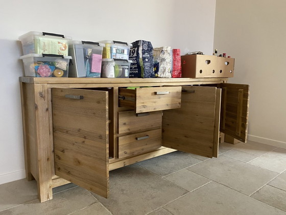 Image 1 of Solid Acacia Sideboard (230x47x85) (3 drawers, 3 doors)