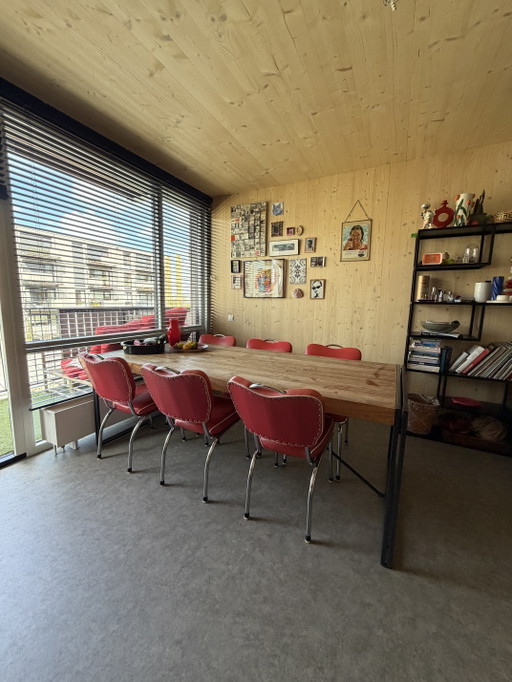 6x Bel Air CO-26 Red Dinerstoelen | Rode Eetkamerstoelen – Chrome (photo 2 of 10)