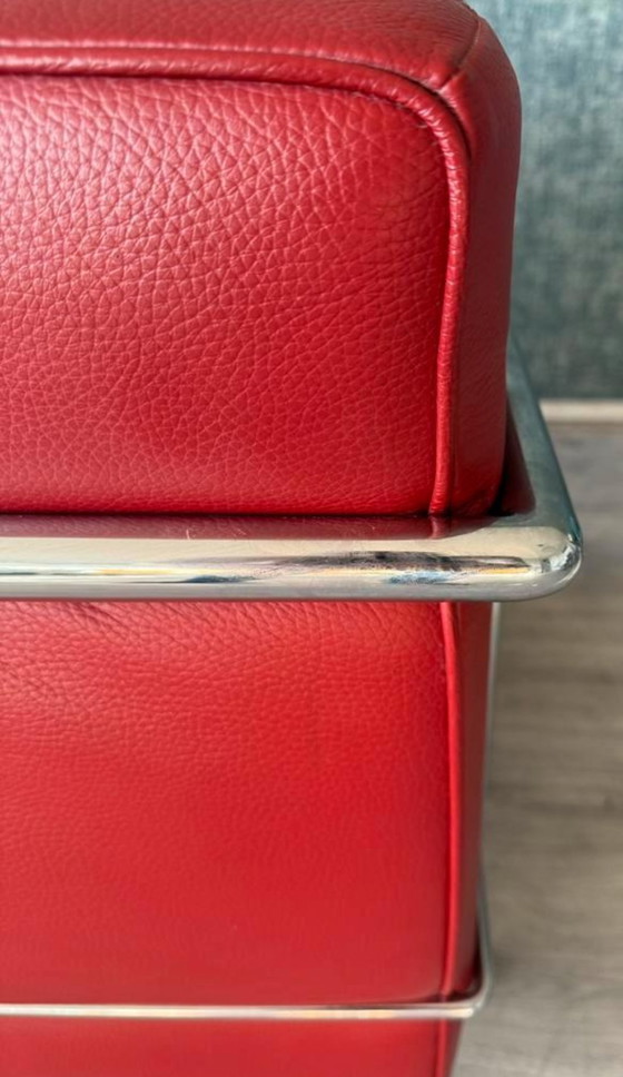 Image 1 of Vintage LC2 Le Corbusier fauteuil in rood leer, Italië, jaren 80