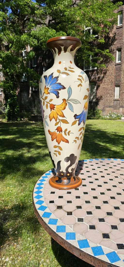 Raro e imponente vaso vintage in ceramica artistica Royal Gouda Holland da 55 cm - Modello "Dora" n. 226