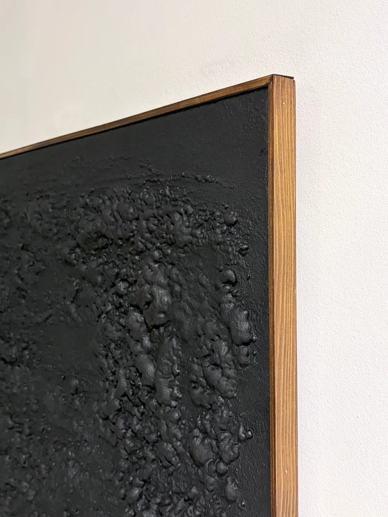 Groot gestructureerd kunstwerk in brutalistische stijl – Schilderijen & Tekeningen, Wood, Canvas, Vintage (photo 5 of 6)