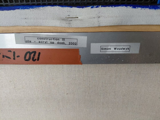 Image 1 of Simon Woudwijk 'Construction III' oil acrylic on canvas, unique! 