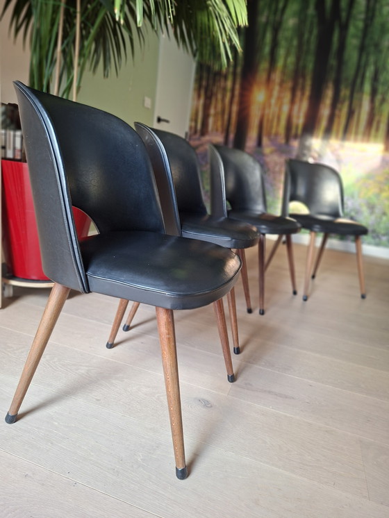 Image 1 of Set of 4 vintage design dining room chairs from the 1950s